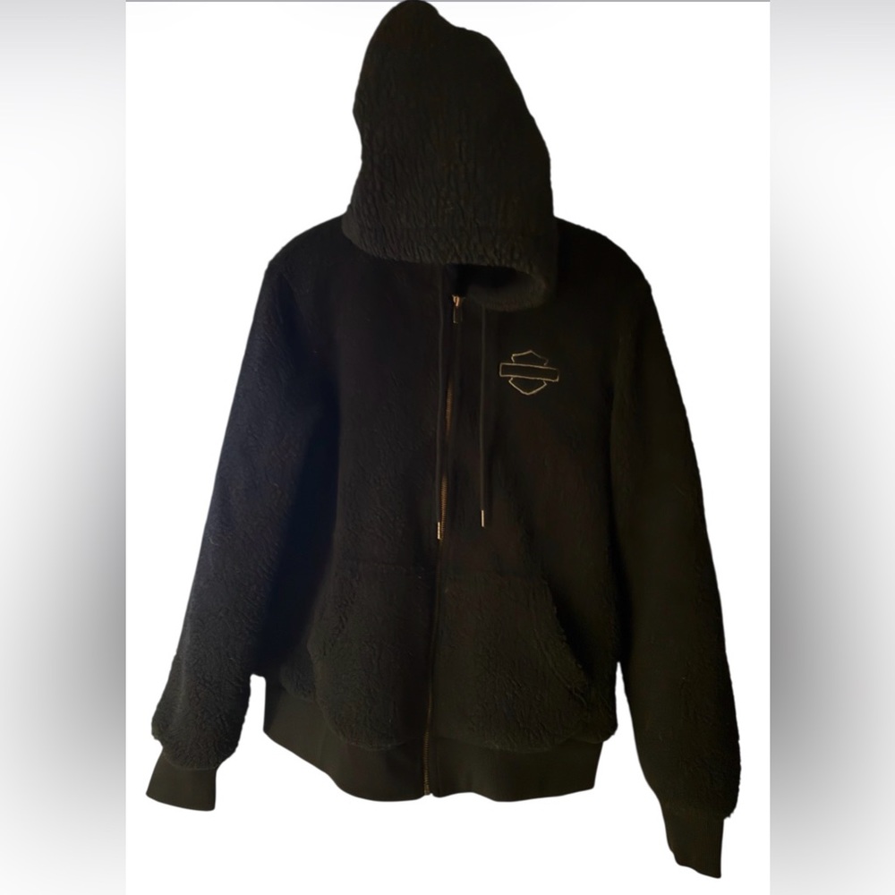 Harley-Davidson Black Womens Enchanted Sherpa Zip Up Hoodie SzL